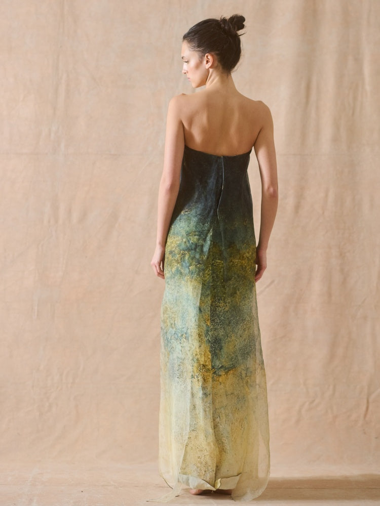 Strapless Ombre Silk Gown