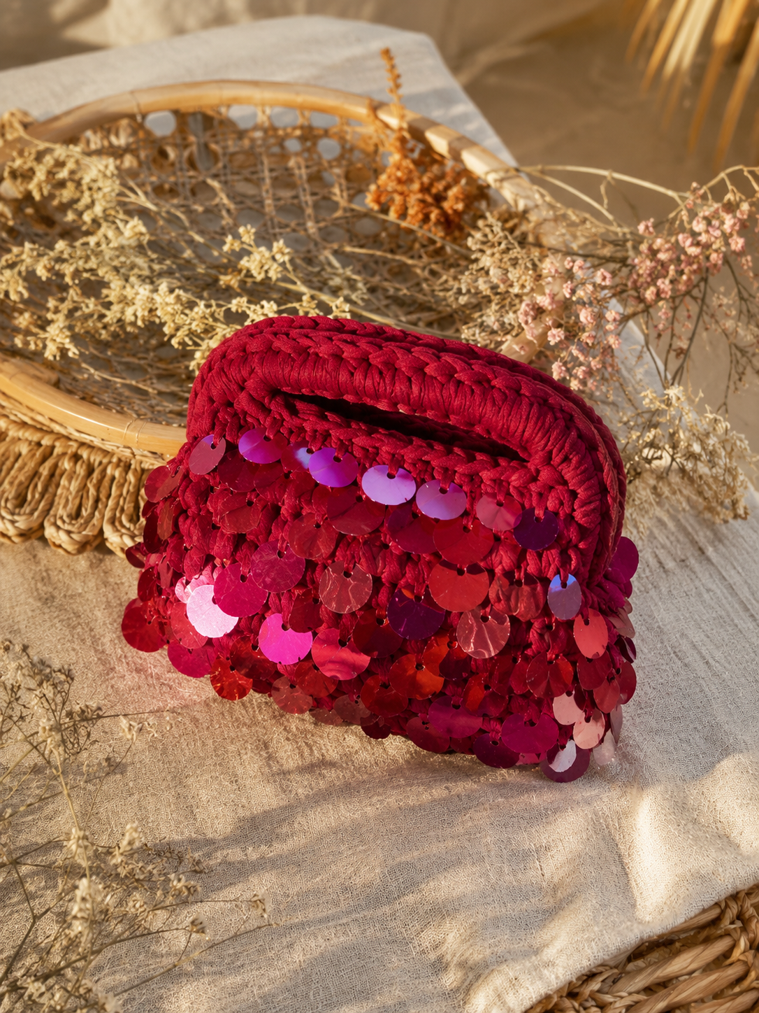 Crochet Clutch – Ibiza Deep Red By TENUI®