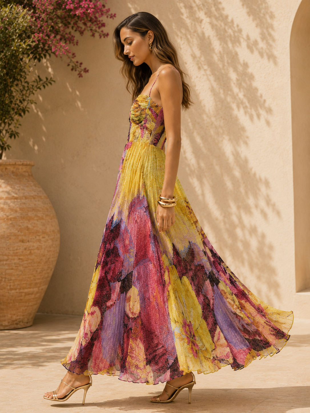 Kiara - Multicolour Ikat Print Maxi Dress BY TENUI