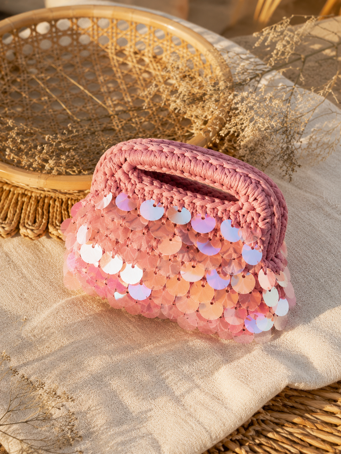 Crochet Clutch – Ibiza Dusty Rose By TENUI®