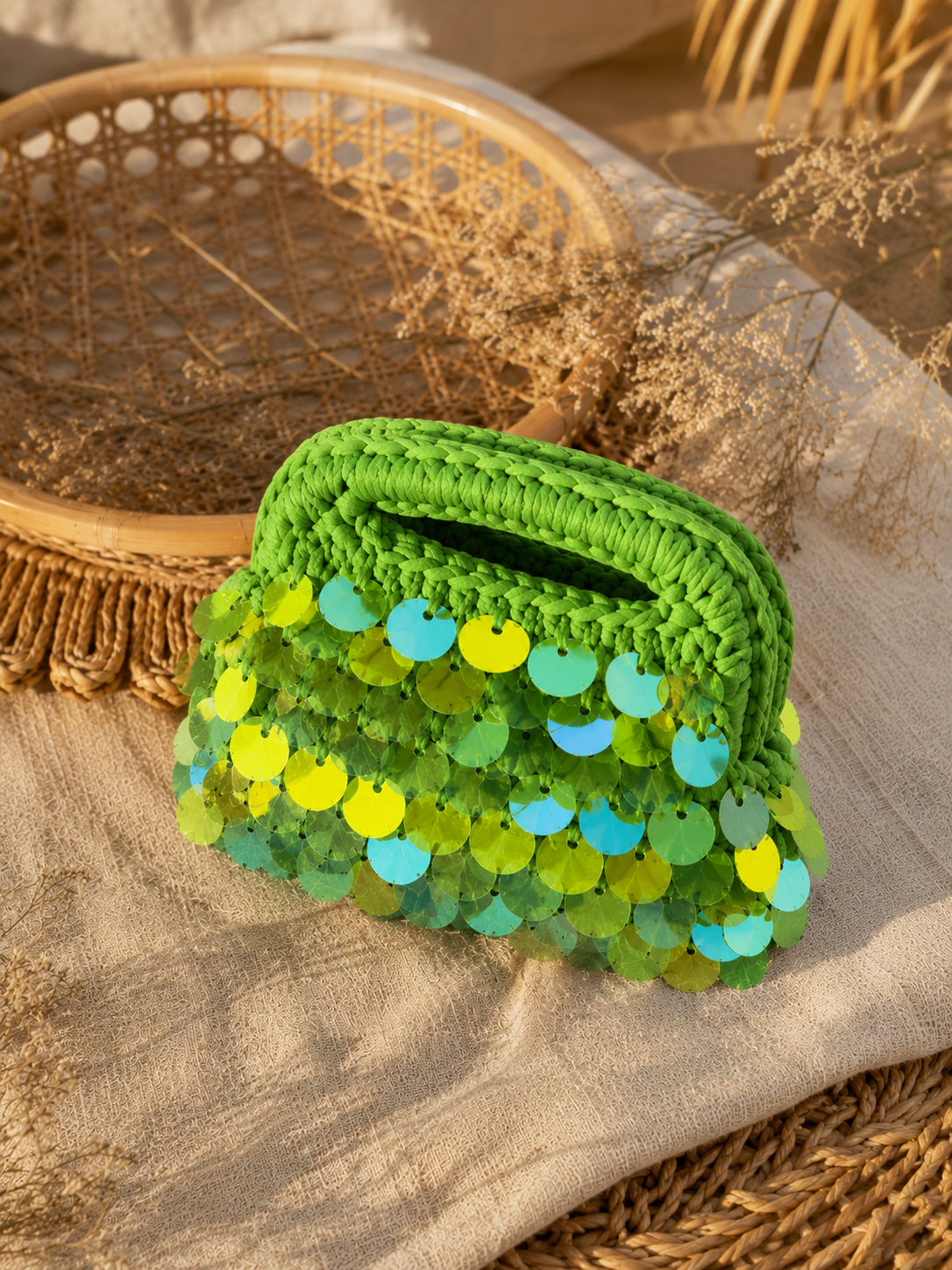 Crochet Clutch – Ibiza Lime Green By TENUI®