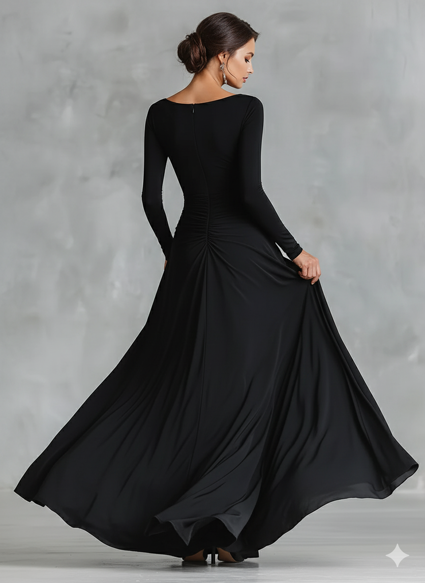 Diletta - Elegante abito lungo con pieghe fluide