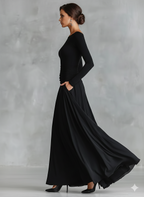 Diletta - Elegante abito lungo con pieghe fluide