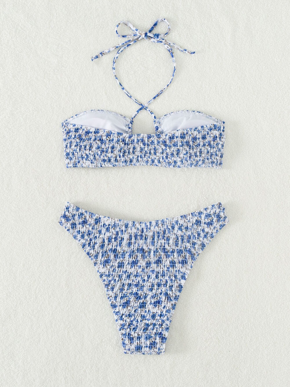 Costume bikini floreale con scollo all'americana