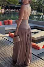 Lightweight Chic Draped High Rise Elastic Waist Wide-leg Pants