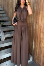 Lightweight Chic Draped High Rise Elastic Waist Wide-leg Pants