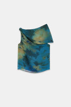 Draped Neck Abstract  Skirt Set